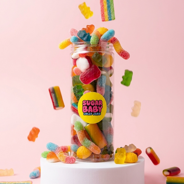 Sugar Baby Rainbow Mix Lolly Jar colourful sweet gift for Sydney flower and gift delivery by Bloom Drop