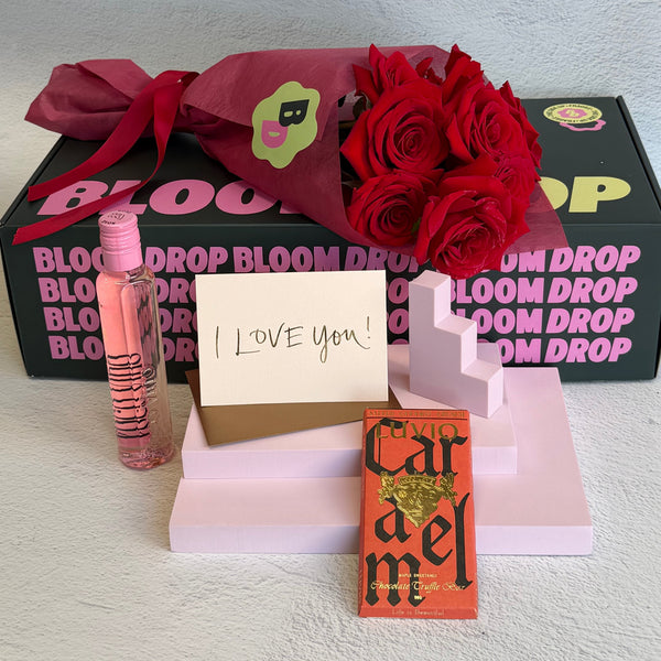 Romance Gift Hamper – Roses, Wine & Chocolate