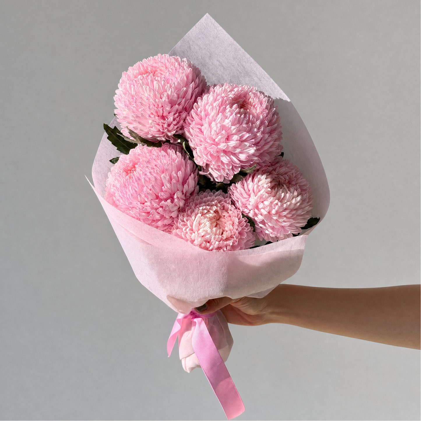 5 stem Big Mumma chrysanthemum bouquet in pink for flower delivery