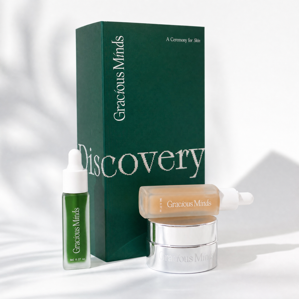 Gracious Minds AM–PM Radiance Discovery skincare set with Vitamin C serum, retinol alternative and hydrating face cream