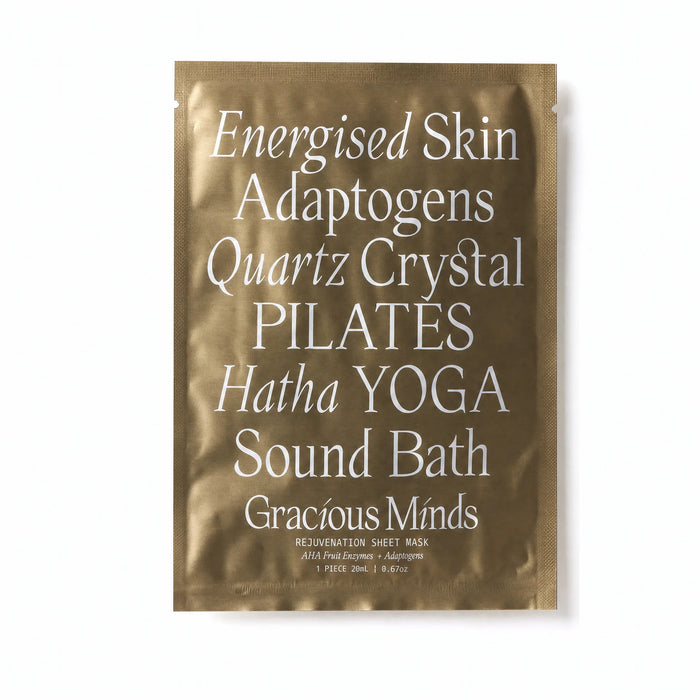 Gracious Minds Rejuvenation Gold Sheet Mask 20ml with AHA fruit enzymes and adaptogens