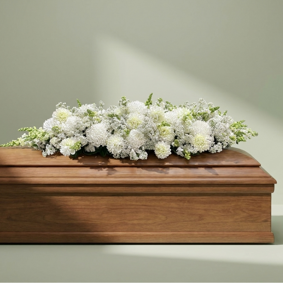 White Casket Spray