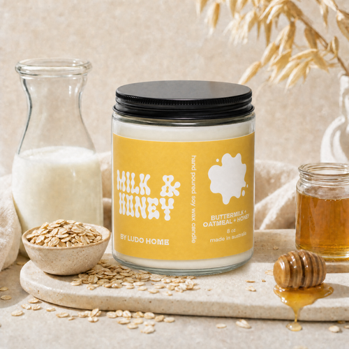 Ludo Home - Milk & Honey Candle 8oz | Soy Candle