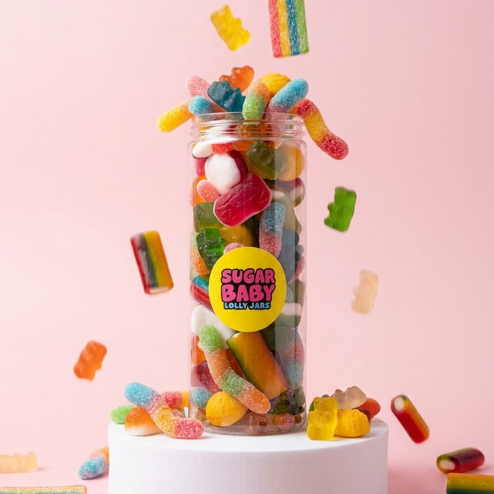 Sugar Baby Rainbow Mix Lolly Jar colourful sweet gift for Sydney flower and gift delivery by Bloom Drop
