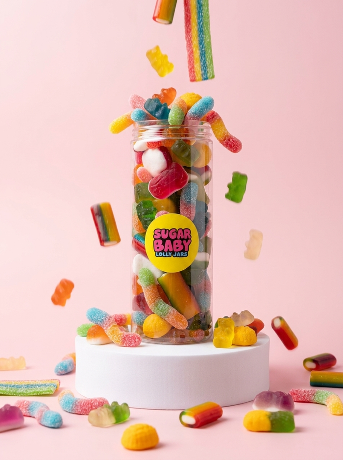 Sugar Baby Rainbow Mix Lolly Jar colourful sweet gift for Sydney flower and gift delivery by Bloom Drop
