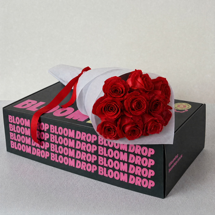 10 Red Colombian roses bouquet by Bloom Drop Sydney