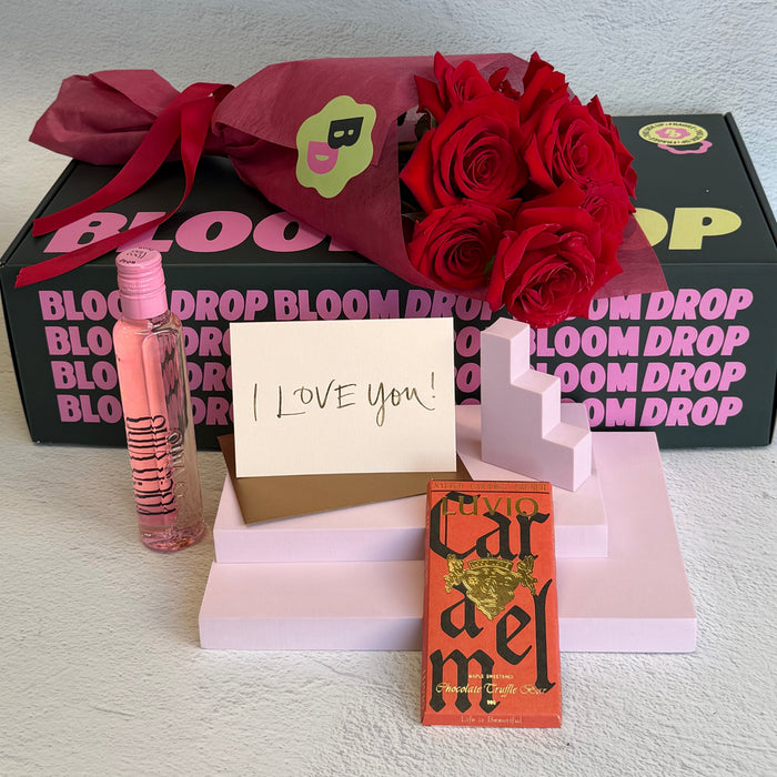 Romance Gift Hamper – Roses, Wine & Chocolate