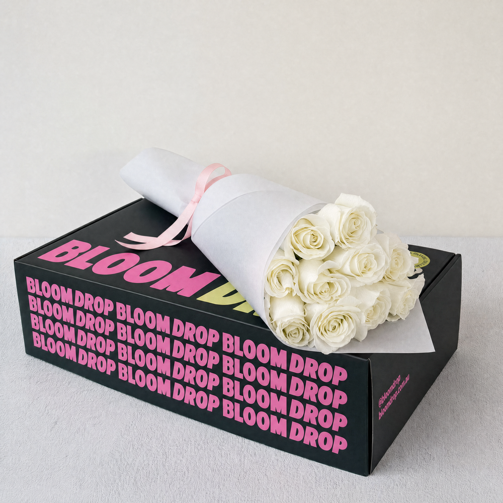 10 White Colombian roses bouquet in Sydney
